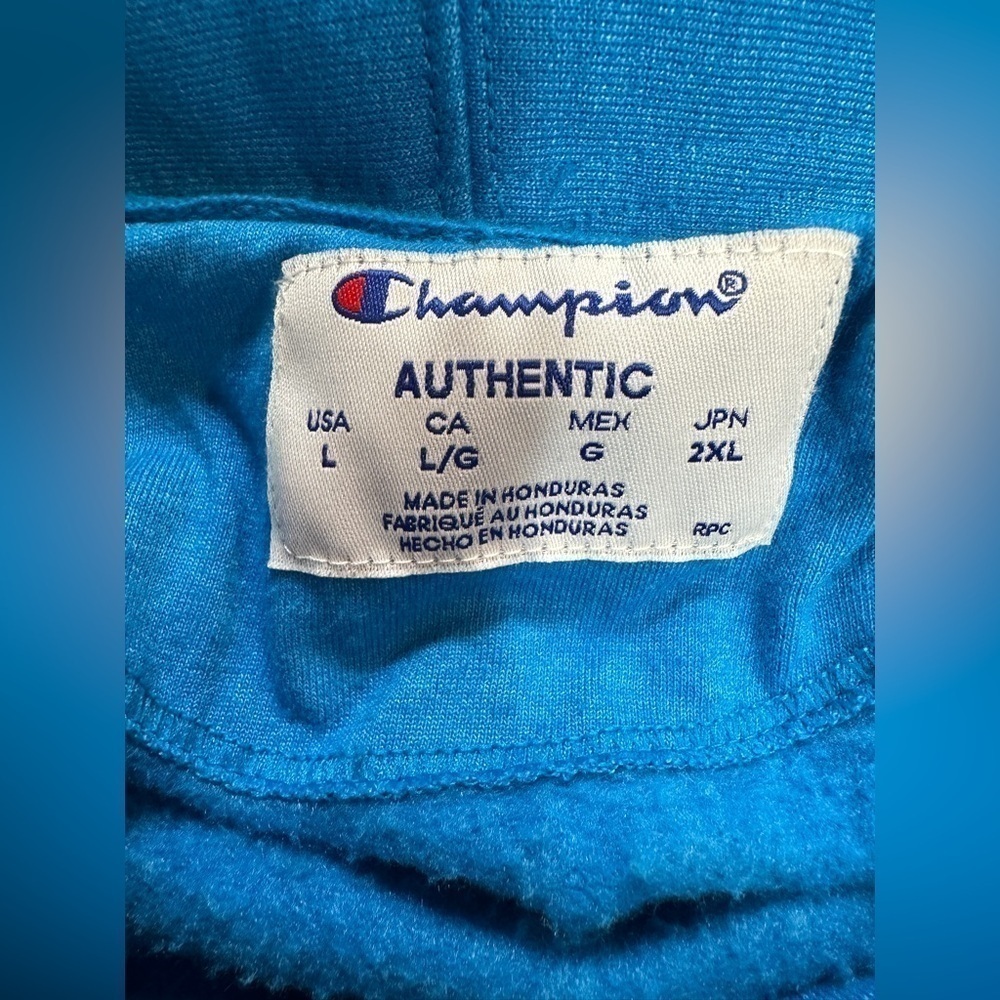 Champion Fleece Hoodie Bright Blue Women’s Size Large - Picture 5 of 10